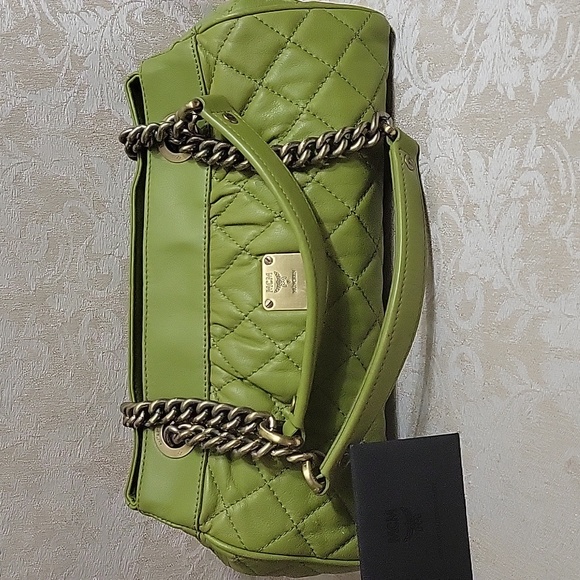 MCM OLIVE QUILTED LEATHER CHAIN BAG
